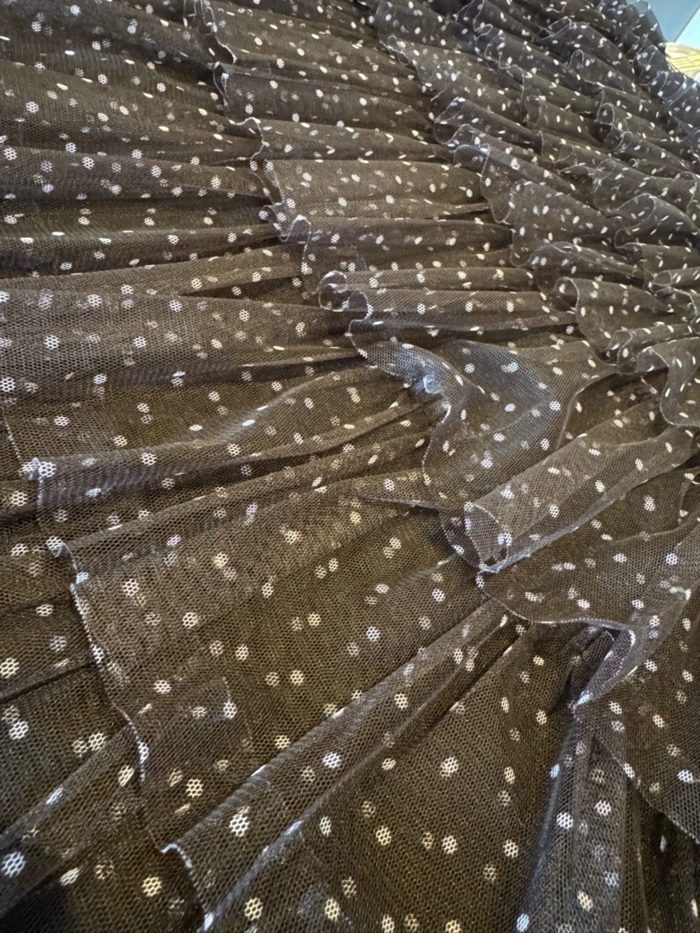 Cupcakes & Cashmere Black Tiered Tulle Midi Skirt Glam Sheer Layers Size Large - Picture 6 of 13